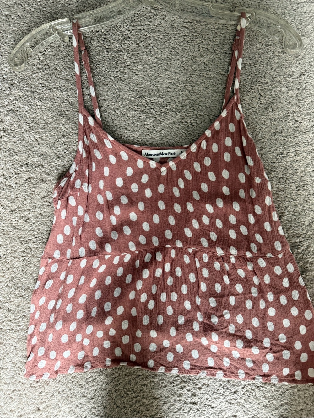 Abercrombie & Fitch Dusty Rose Polka Dot Peplum Cami